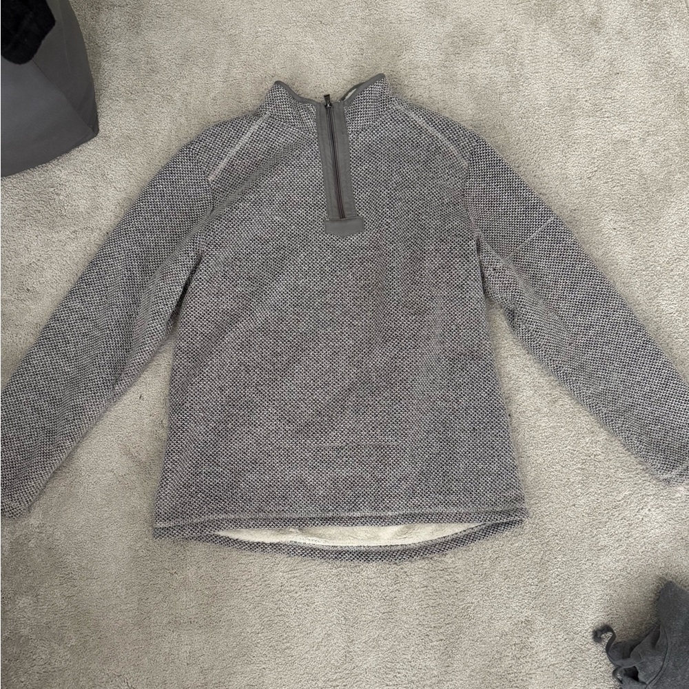 Orvis Gray and Cream Quarter-Zip Pullover